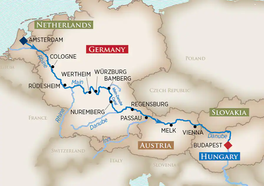 15 Day AmaWaterways River Cruise from Amsterdam to Budapest 2025 - 