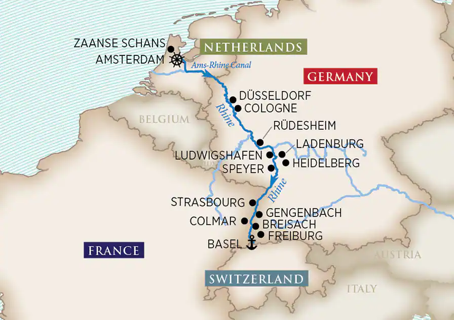 8 Day AmaWaterways River Cruise from Basel to Amsterdam 2025 - 