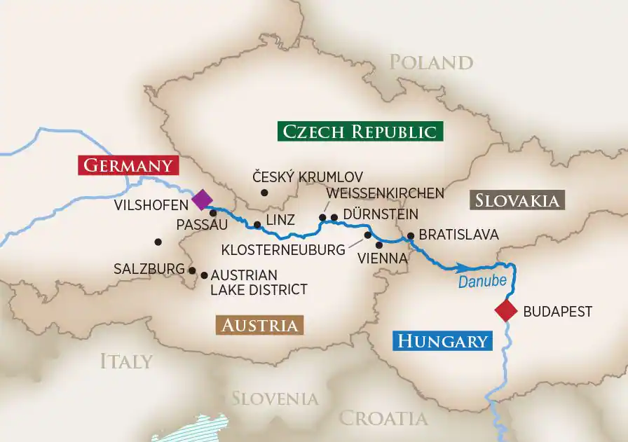 8 Day AmaWaterways River Cruise from Vilshofen to Budapest 2025 - 