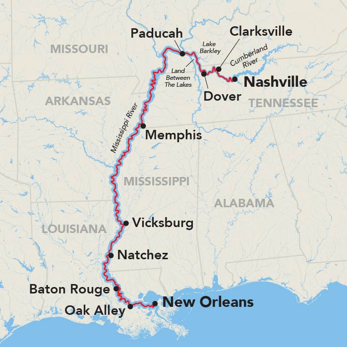 15 Day American Cruise Lines River Cruise from Nashville to New Orleans 2028 - 
