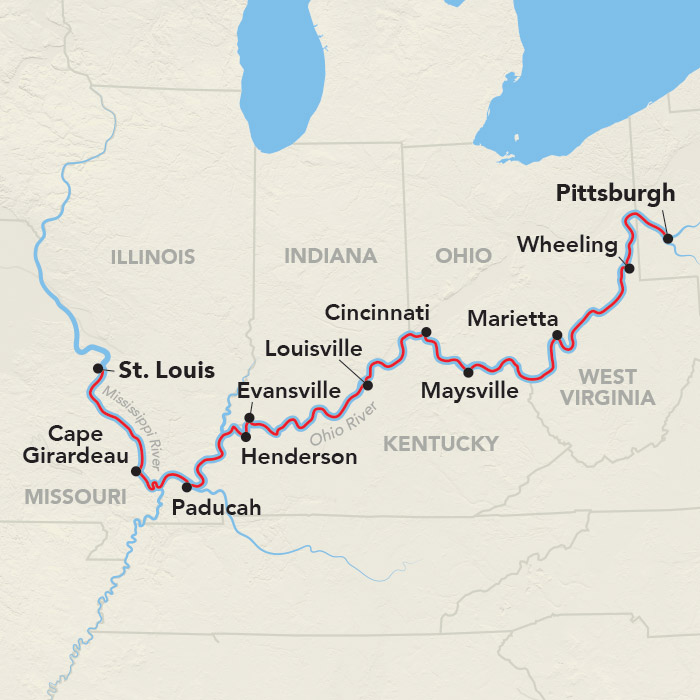 15 Day American Cruise Lines River Cruise from St. Louis to Pittsburgh 2025 - 