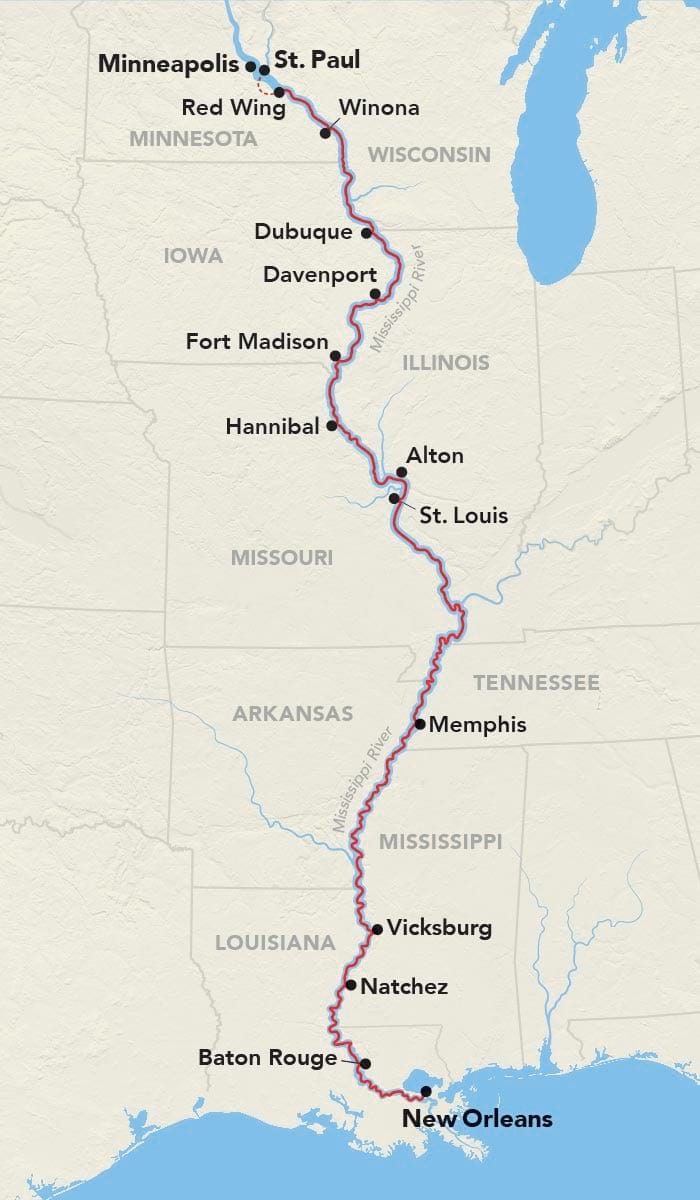 15 Day American Cruise Lines River Cruise from St. Paul to New Orleans 2025 - 