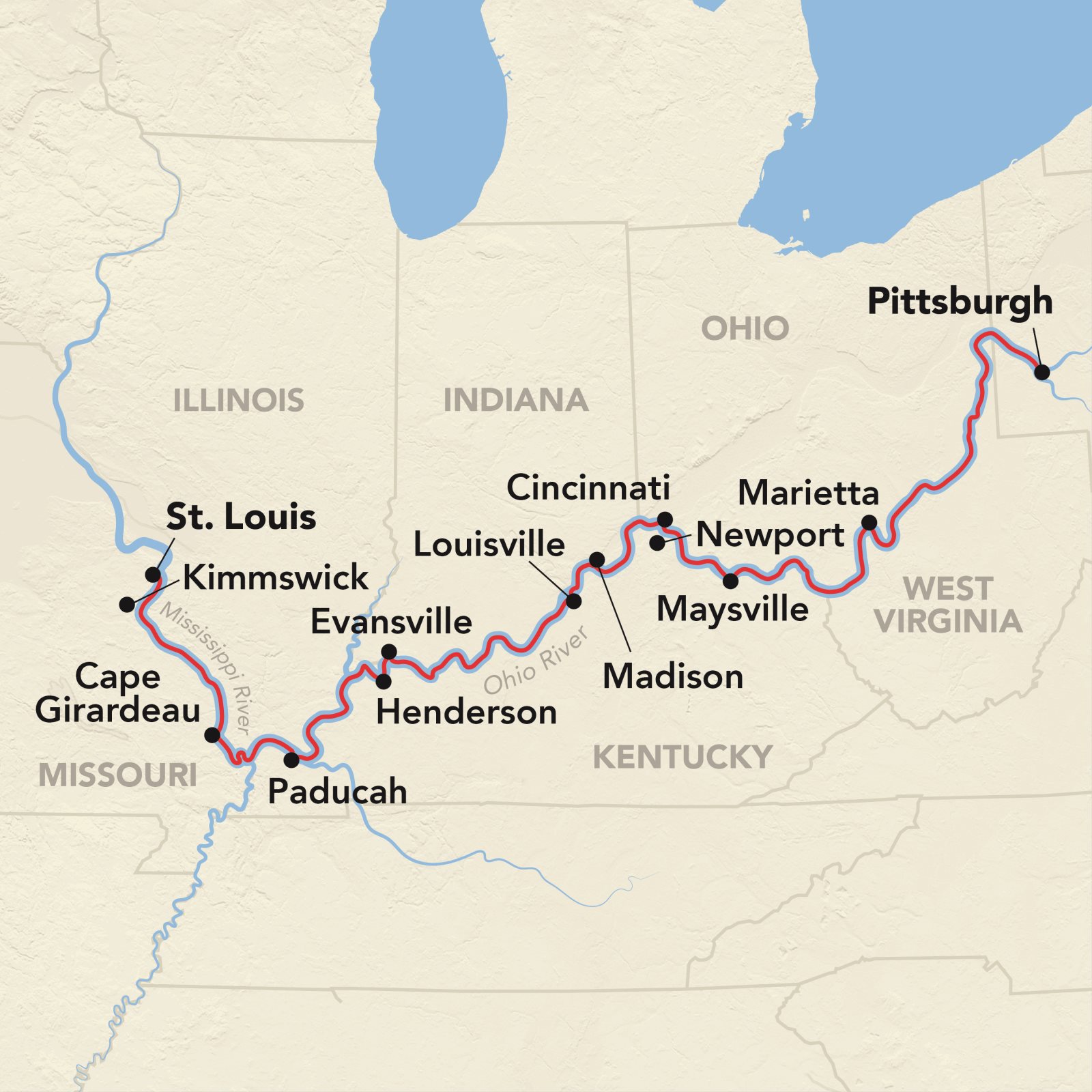 16 Day American Cruise Lines River Cruise from St. Louis to Pittsburgh 2028 - 