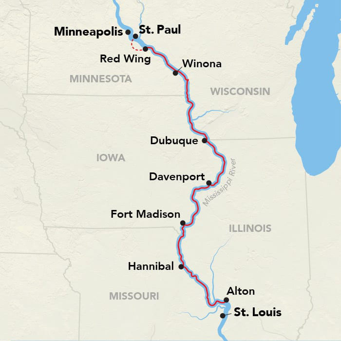 8 Day American Cruise Lines River Cruise from St. Louis to St. Paul 2025 - 