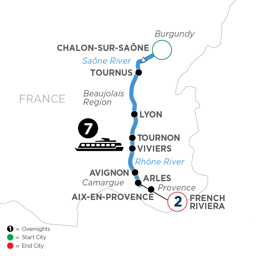 10 Day Avalon Waterways River Cruise from Chalon-sur-Saône to French Riviera 2026 - WJLE