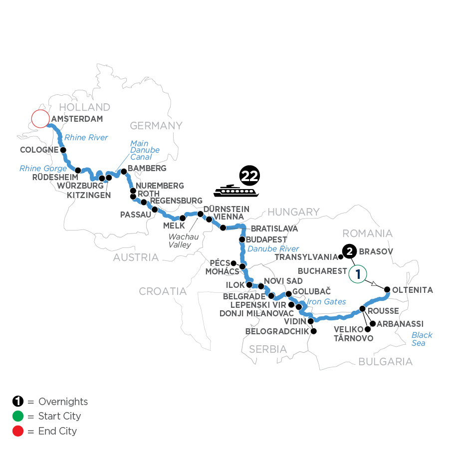26 Day Avalon Waterways River Cruise from Bucharest to Amsterdam 2027 - WOAQ